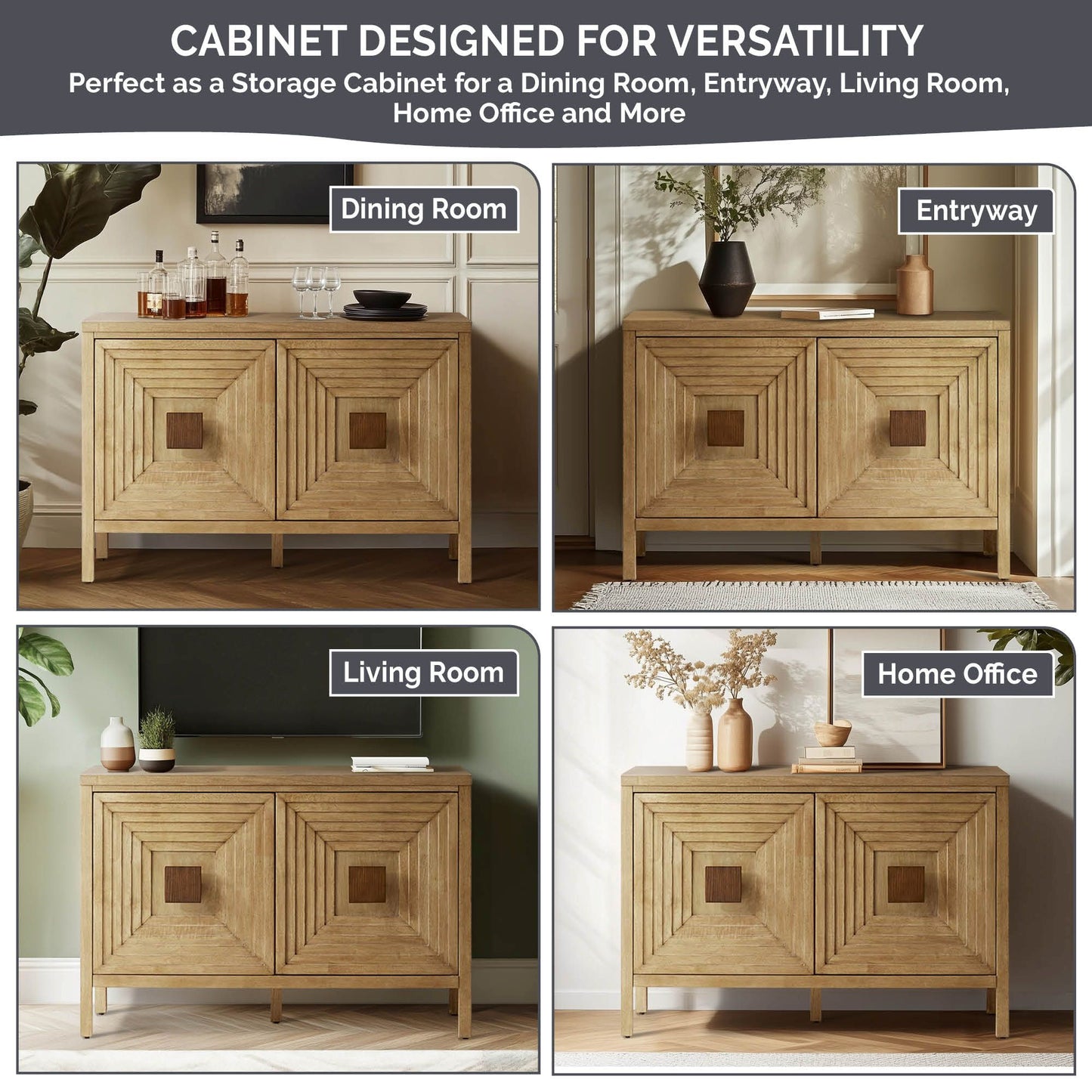 Paige Geometric 2-Door Storage Cabinet with Adjustable Shelves