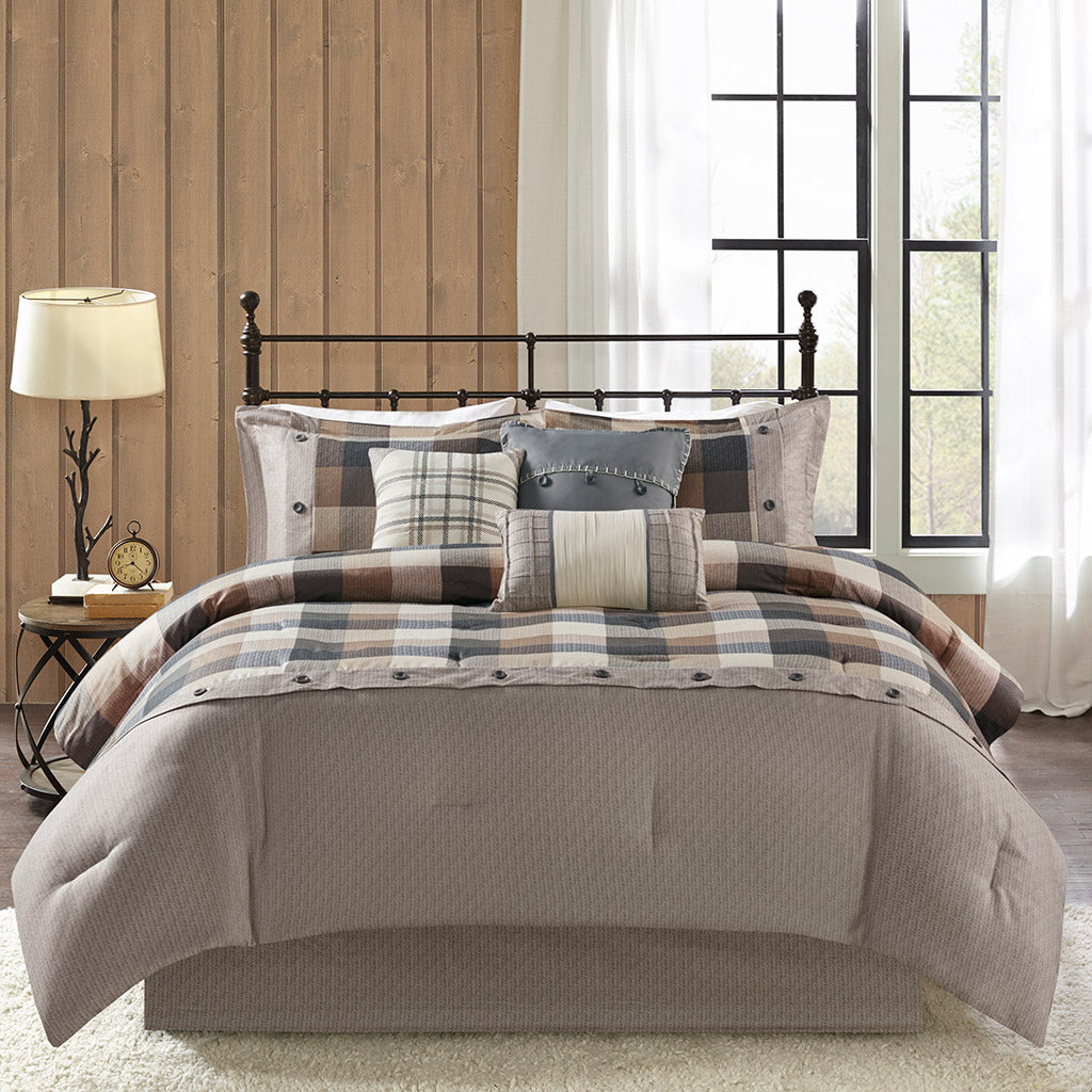 Madison Park 7 Piece Herringbone Comforter Set