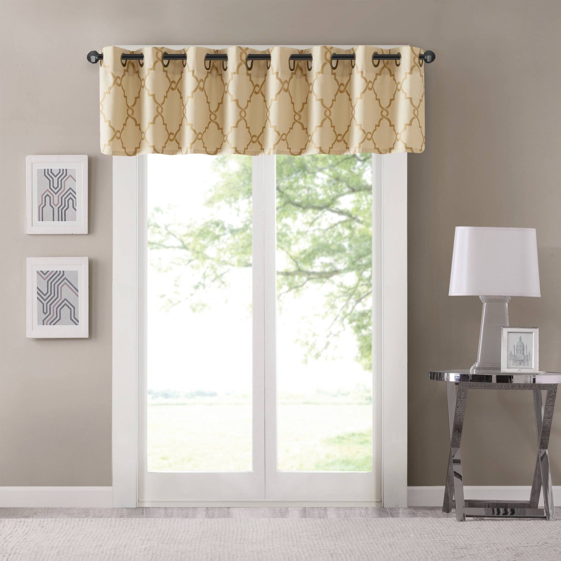 Madison Park Fretwork Print Grommet Top Window Valance