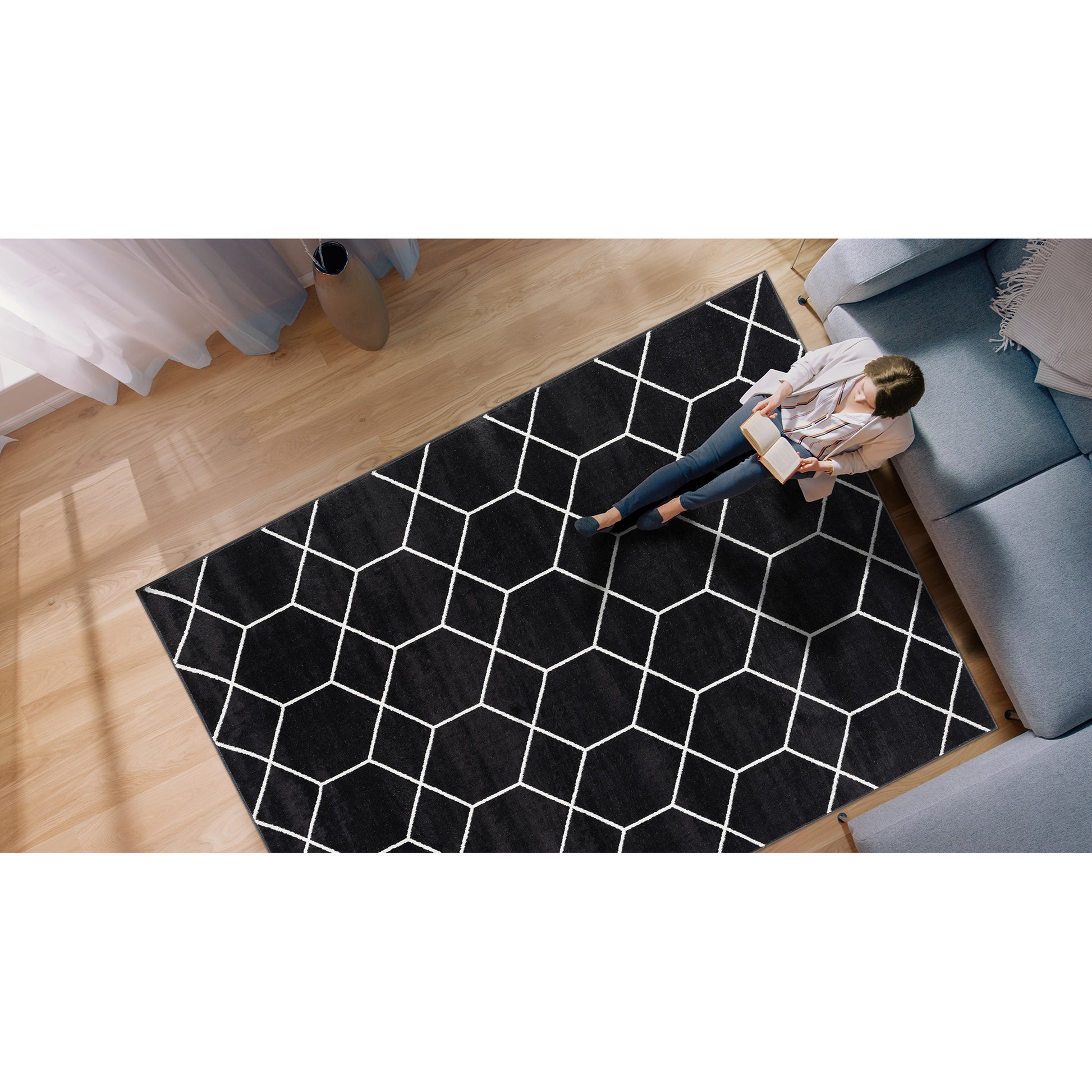 Madison Park Trellis Geometric Woven Area Rug