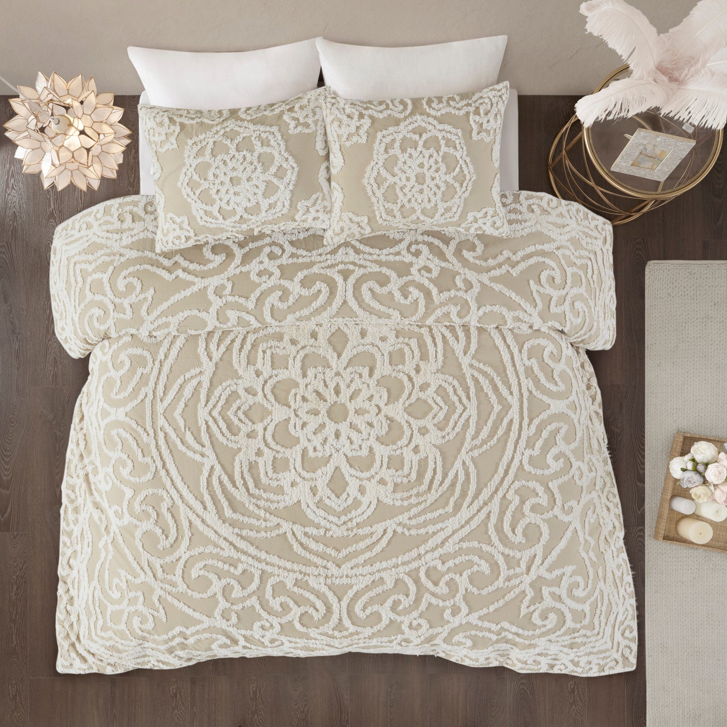 Madison Park 3 piece Tufted Cotton duvet cover set