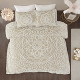 Laetitia 3-Piece Tufted Cotton Chenille Medallion Duvet Cover Set