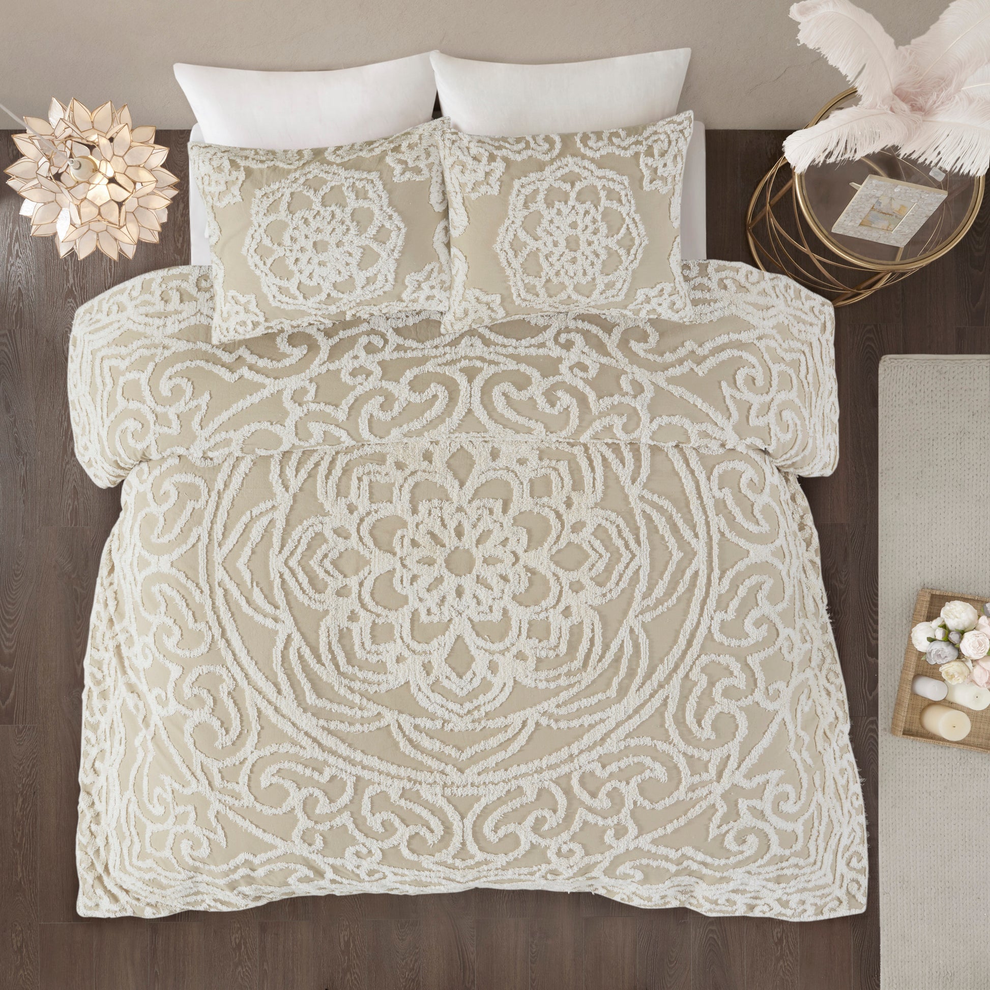 Madison Park 3 piece Tufted Cotton duvet cover set