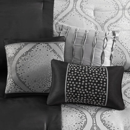 Madison Park 6 Piece Jacquard Comforter Set with Throw Pillows