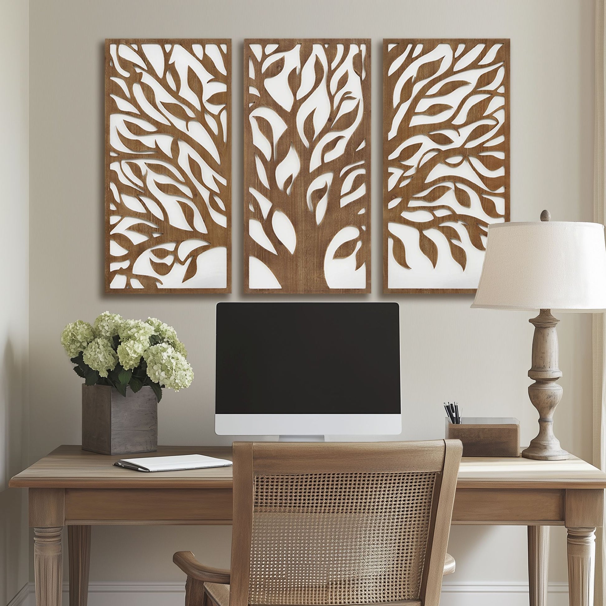 Madison Park Birch Botanical Two-tone 3-piece Wood Panel Wall Decor Set