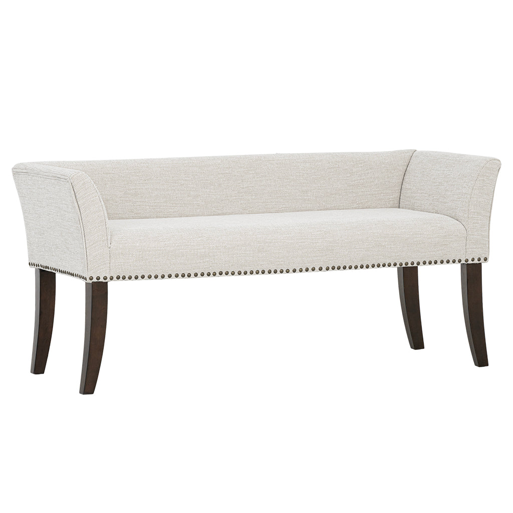 Madison Park 49.5" Upholstered Bench with Back & Wood Legs