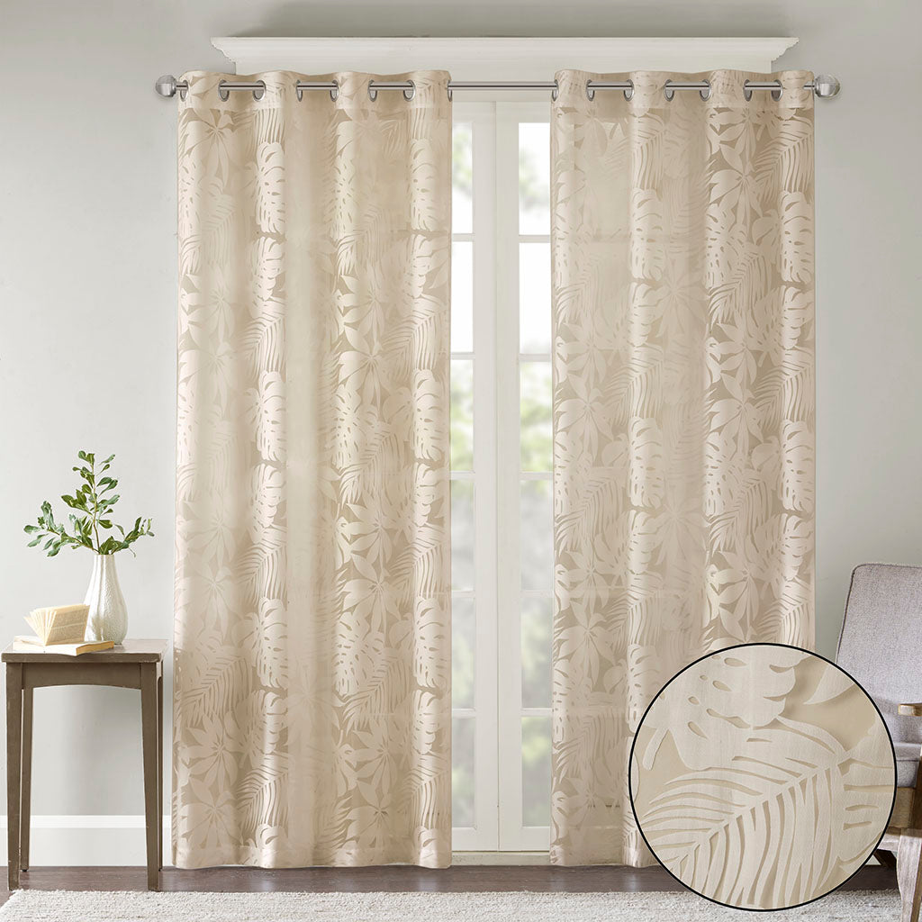 Madison Park Palm Leaf Burnout Window Sheer