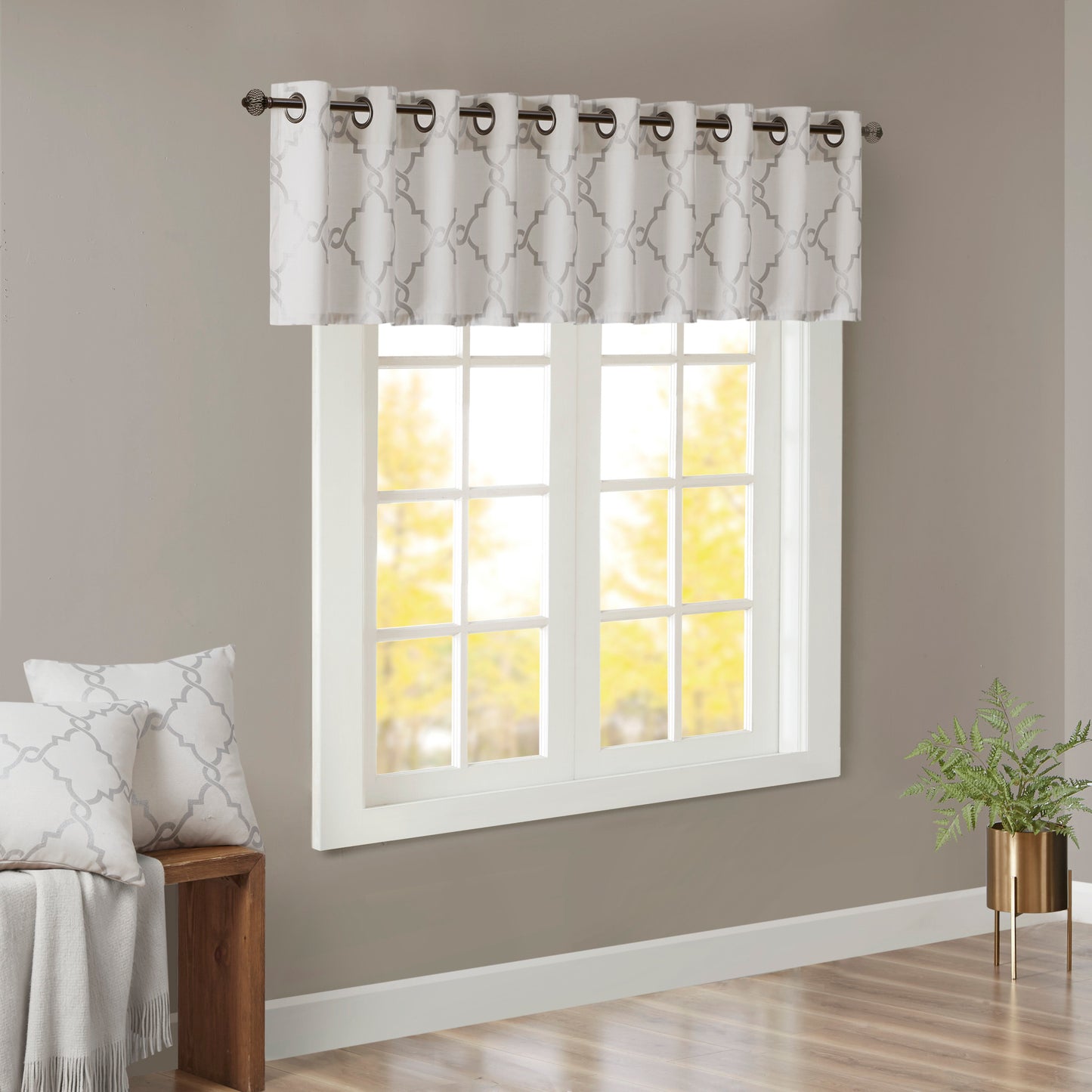 Madison Park Fretwork Print Grommet Top Window Valance