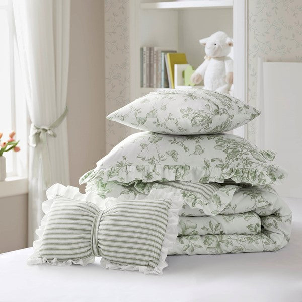 Adele Vintage Floral 5-Piece Comforter Set with Decorative Pillows