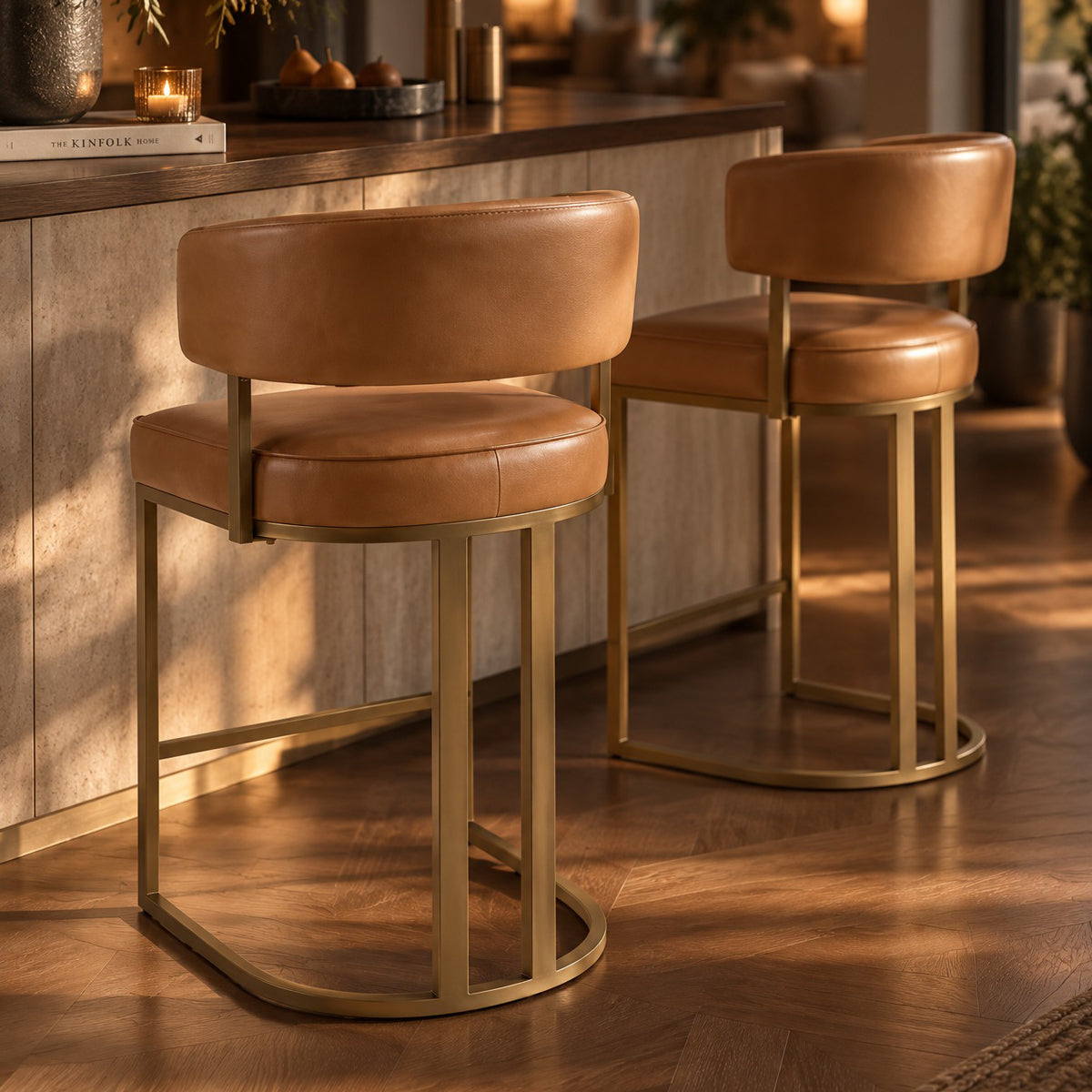 August Curved-Back Upholstered 38" Counter Stool