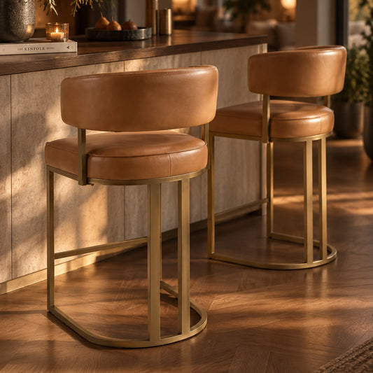 August Curved-Back Upholstered 38" Counter Stool