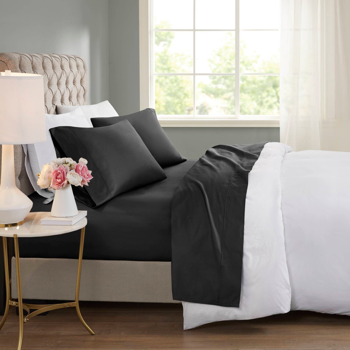 600 Thread Count Cooling Cotton Blend 4 PC Sheet Set