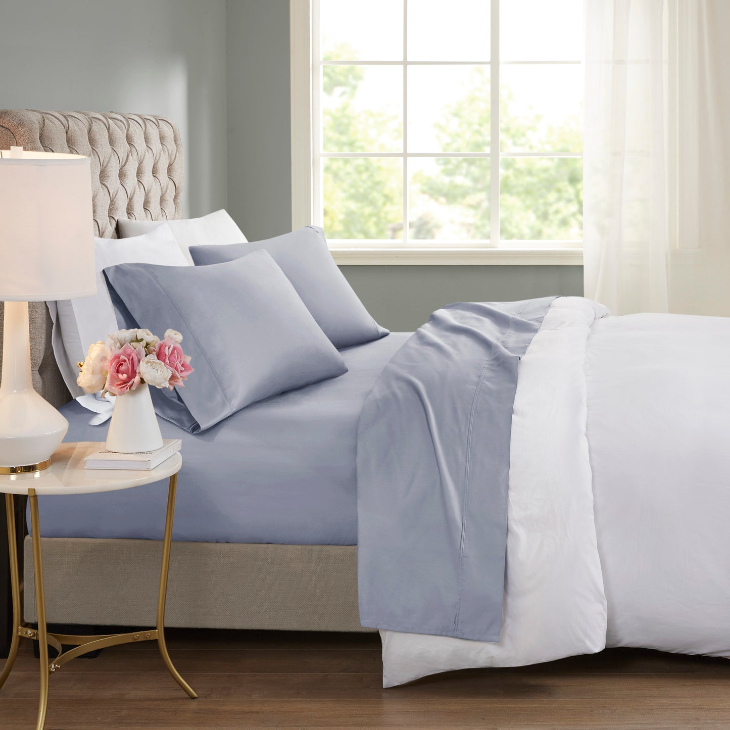 600 Thread Count Cooling Cotton Blend 4 PC Sheet Set