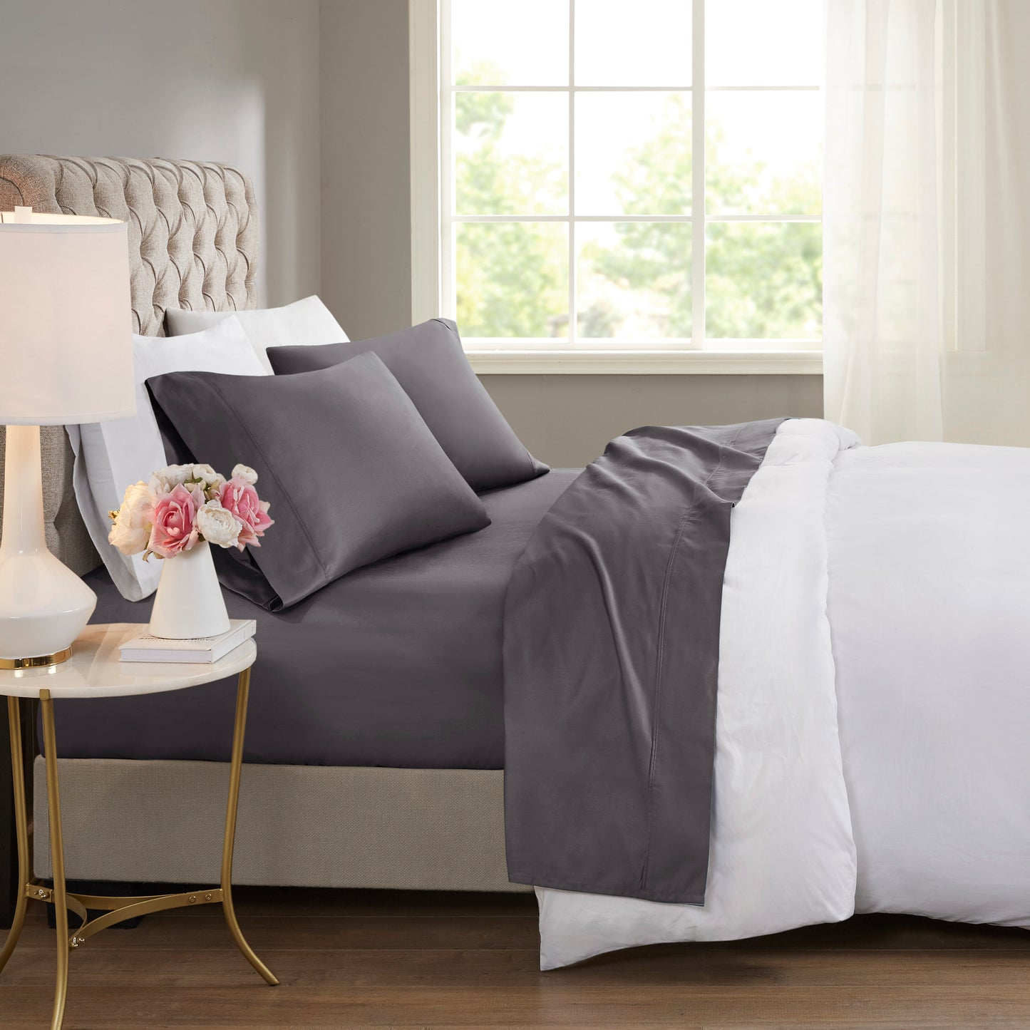 600 Thread Count Cooling Cotton Blend 4 PC Sheet Set