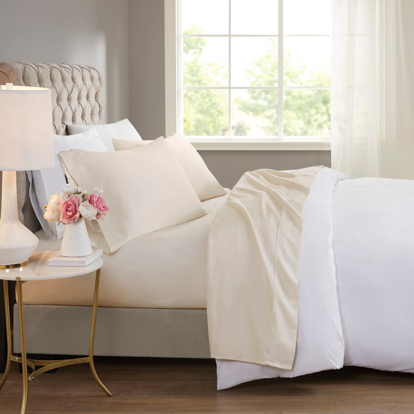 600 Thread Count Cooling Cotton Blend 4 PC Sheet Set