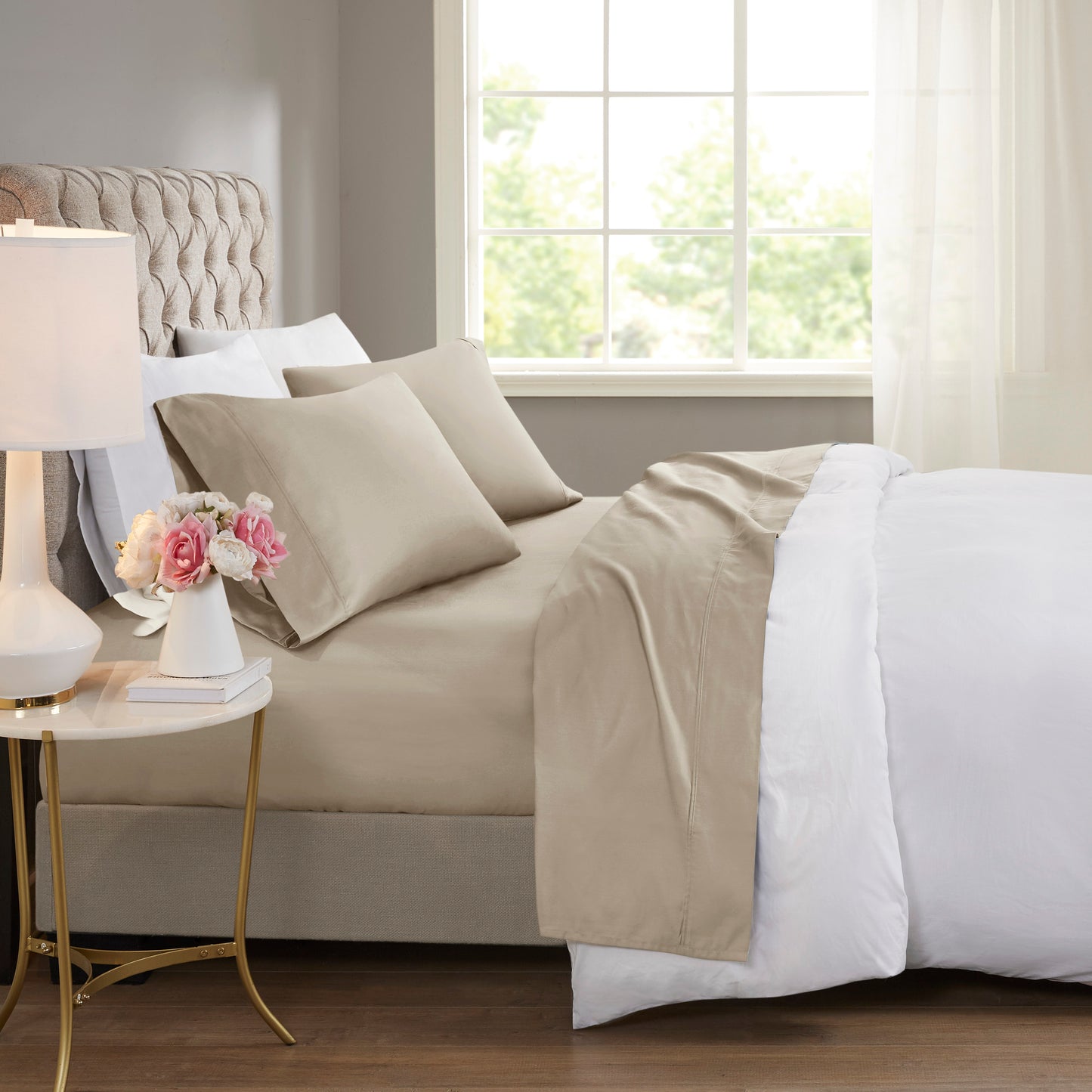 600 Thread Count Cooling Cotton Blend 4 PC Sheet Set