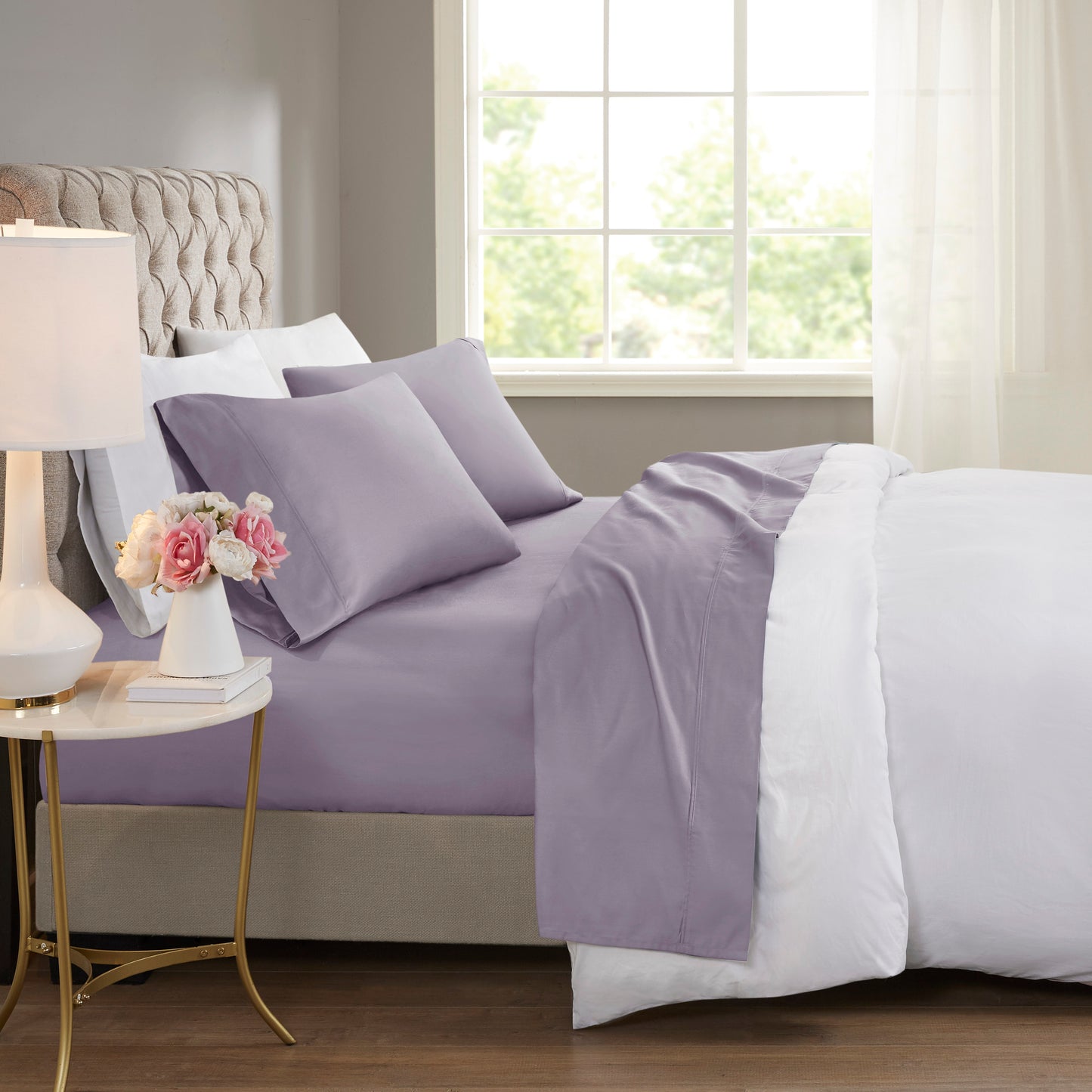 600 Thread Count Cooling Cotton Blend 4 PC Sheet Set