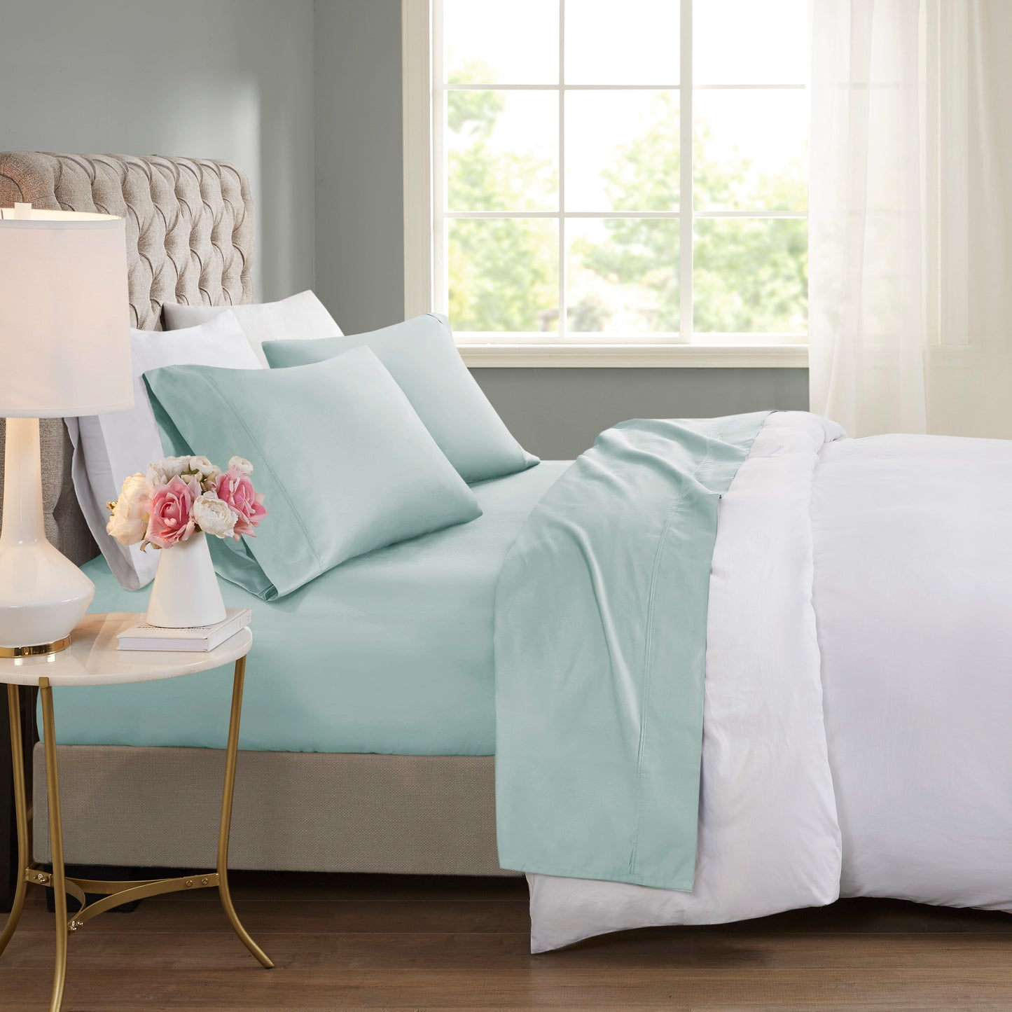 600 Thread Count Cooling Cotton Blend 4 PC Sheet Set