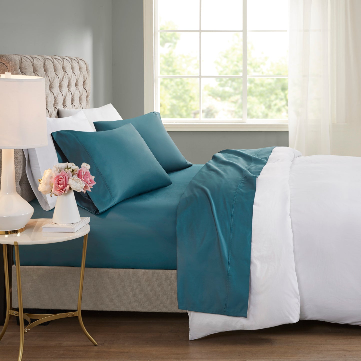 600 Thread Count Cooling Cotton Blend 4 PC Sheet Set