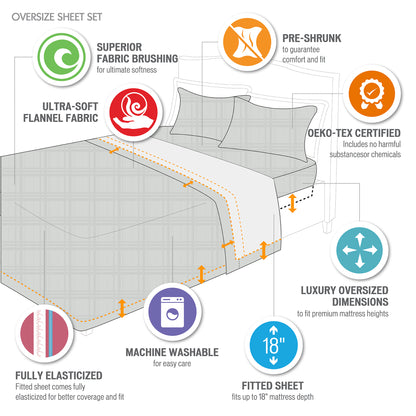 Cozy Cotton Flannel 100% Cotton Flannel Printed Sheet Set