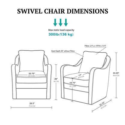 Brianne Upholstered Swivel Curved Armchair