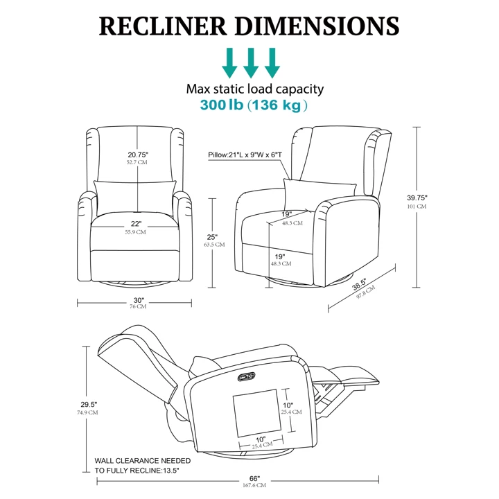 Candace Power Recliner 3-in-1 with Swivel, Glider, USB Ports