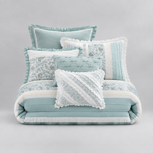 Dawn 9-Piece Cotton Percale Duvet Cover Set