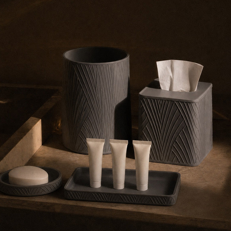 Hotel Collection Diatom Bath Accessories Antimicrobial 4-piece Set in Pebble Grey