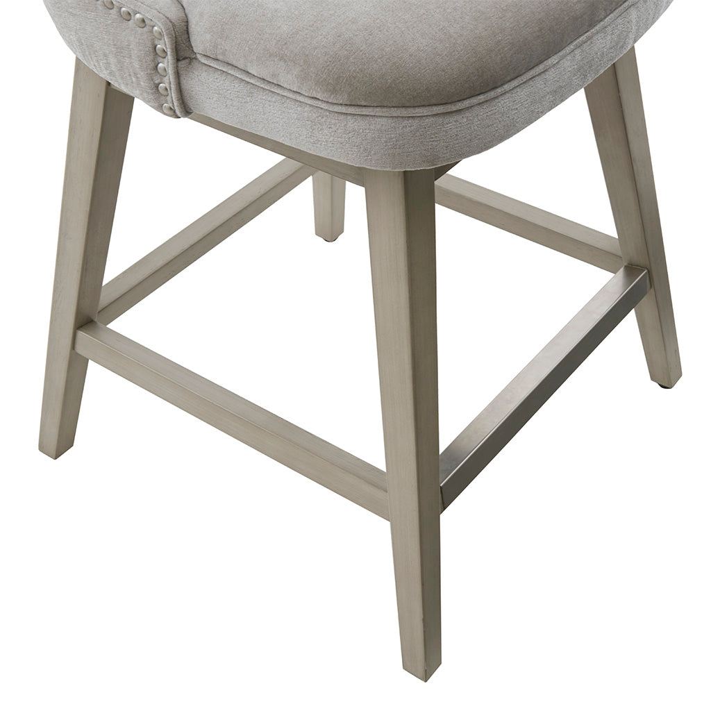 Emmett 360-degree swivel counter stool with nailheads