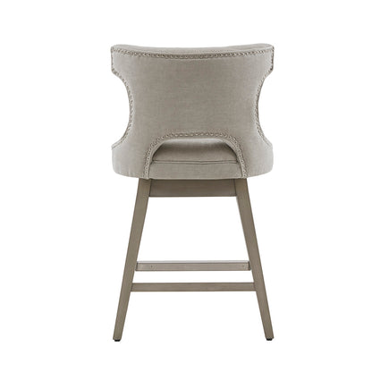 Emmett 360-degree swivel counter stool with nailheads