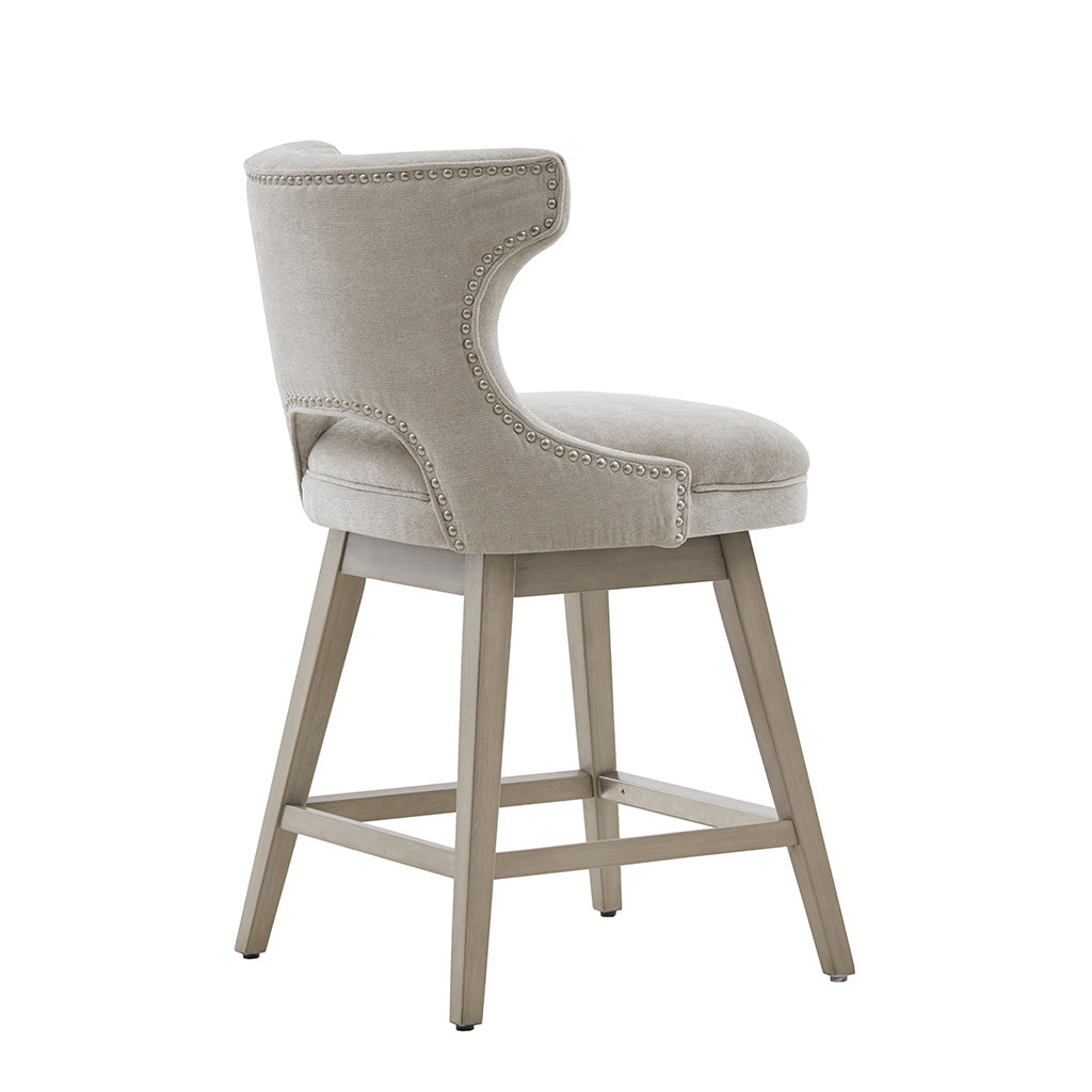 Emmett 360-degree swivel counter stool with nailheads