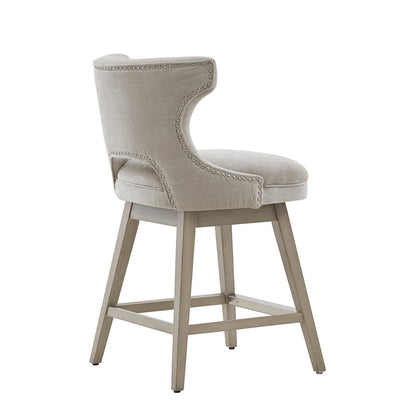 Emmett 360-degree swivel counter stool with nailheads
