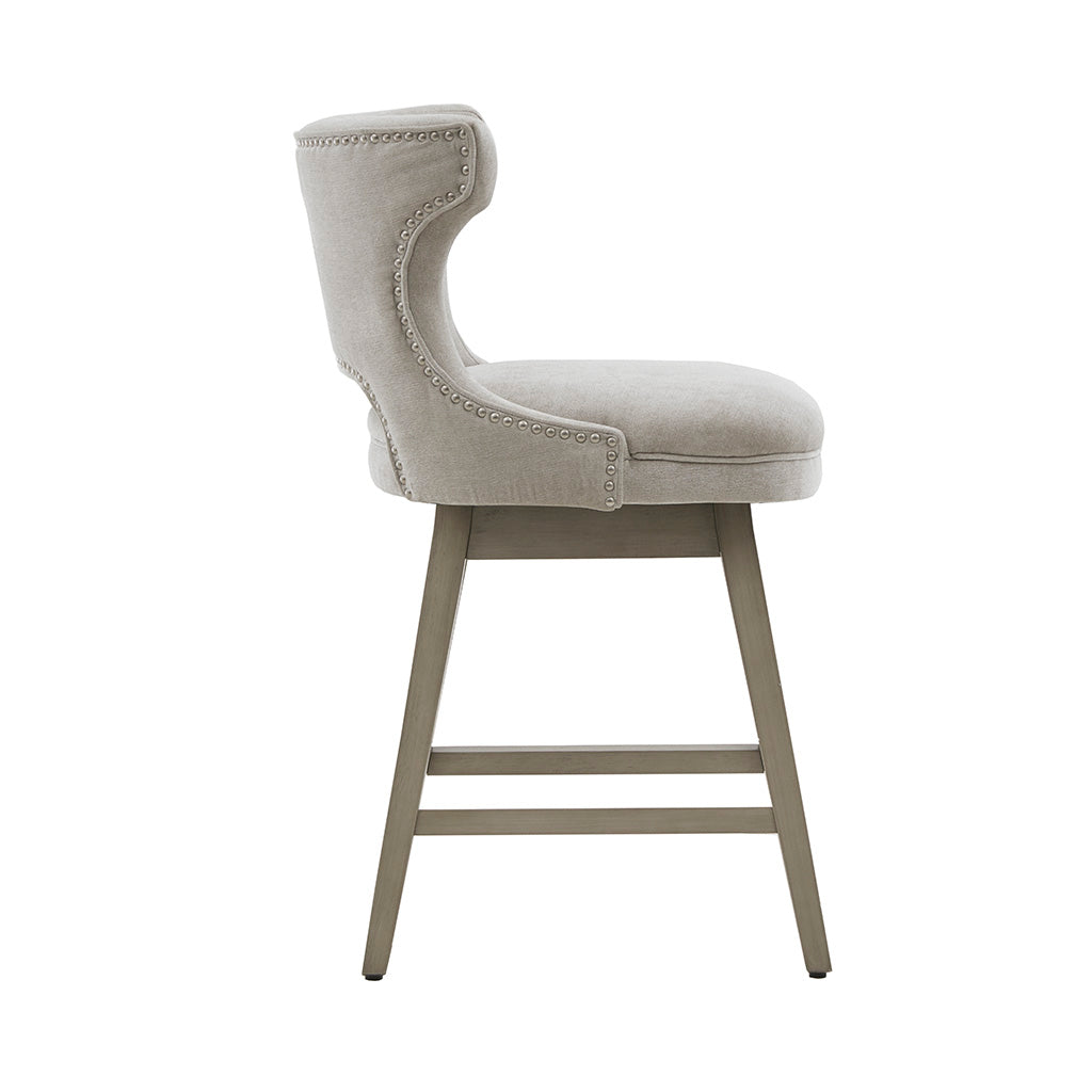 Emmett 360-degree swivel counter stool with nailheads