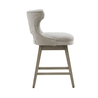 Emmett 360-degree swivel counter stool with nailheads