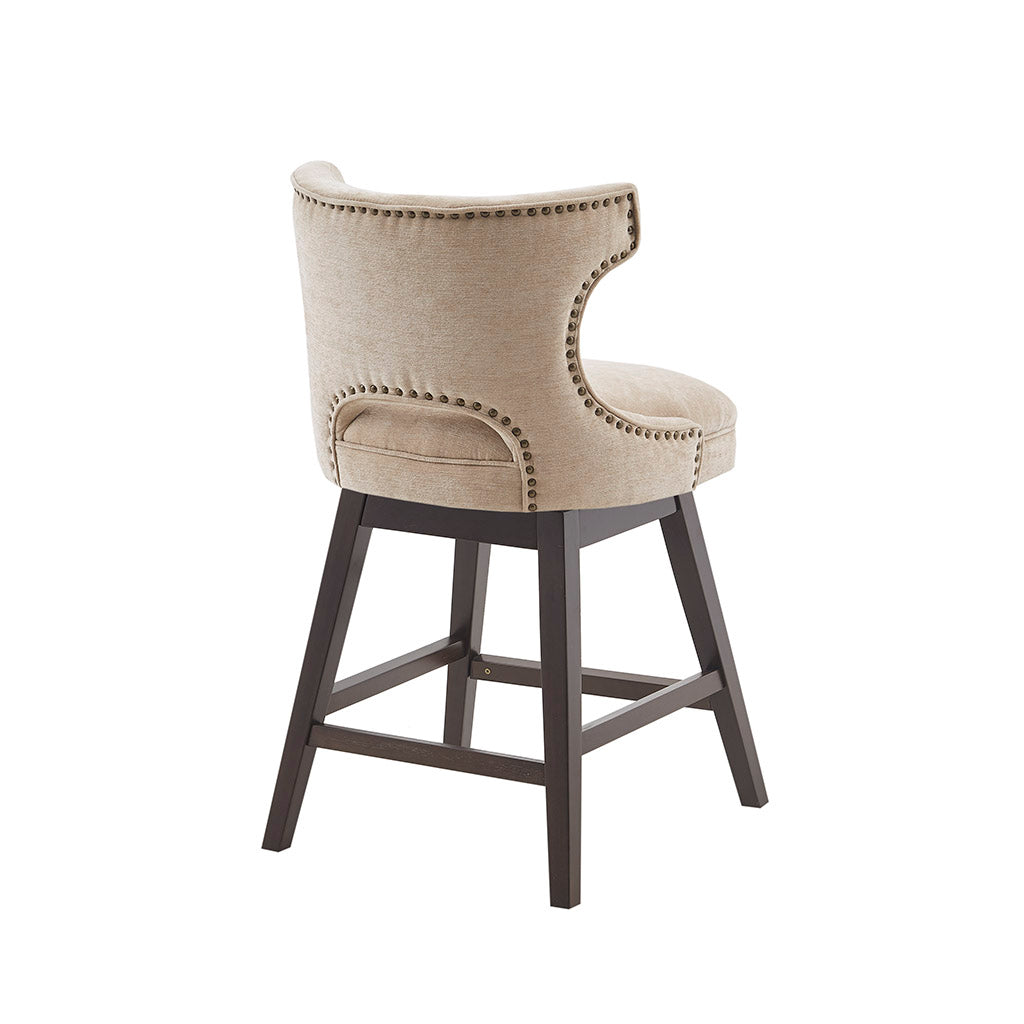 Emmett 360-degree swivel counter stool with nailheads