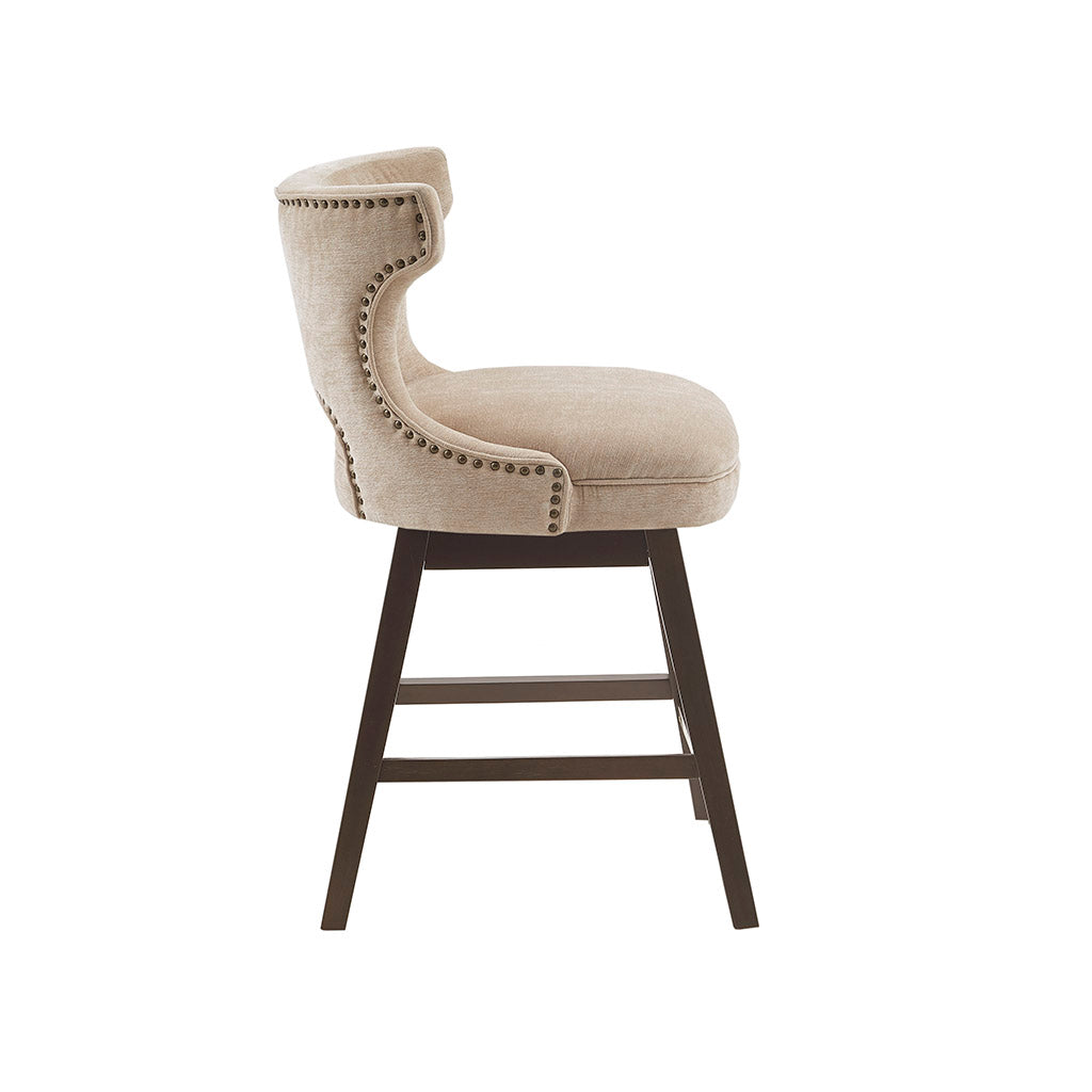 Emmett 360-degree swivel counter stool with nailheads
