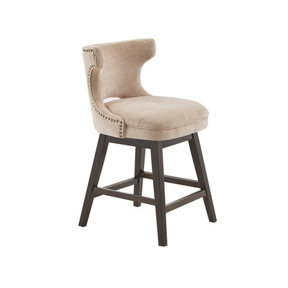 Emmett 360-degree swivel counter stool with nailheads