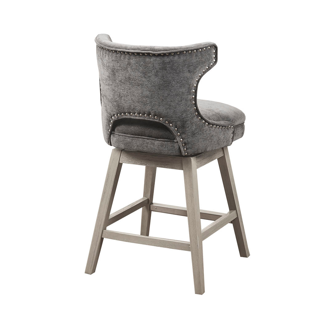 Emmett 360-degree swivel counter stool with nailheads