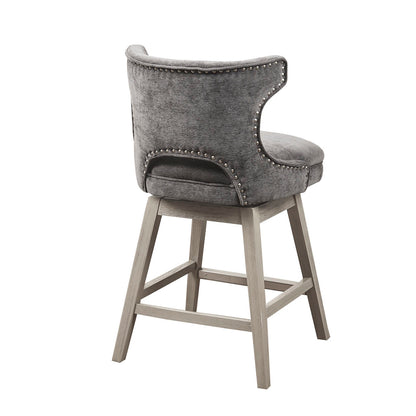 Emmett 360-degree swivel counter stool with nailheads