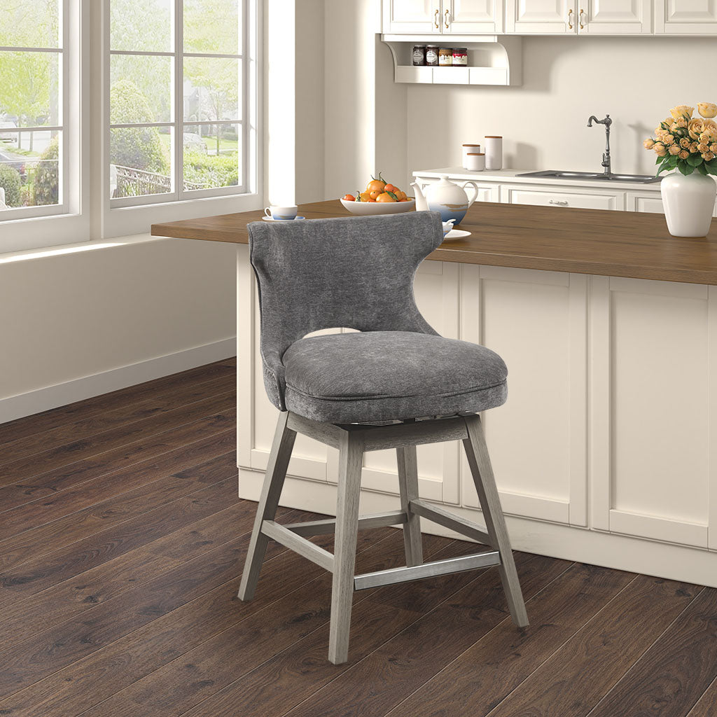 Emmett 360-degree swivel counter stool with nailheads