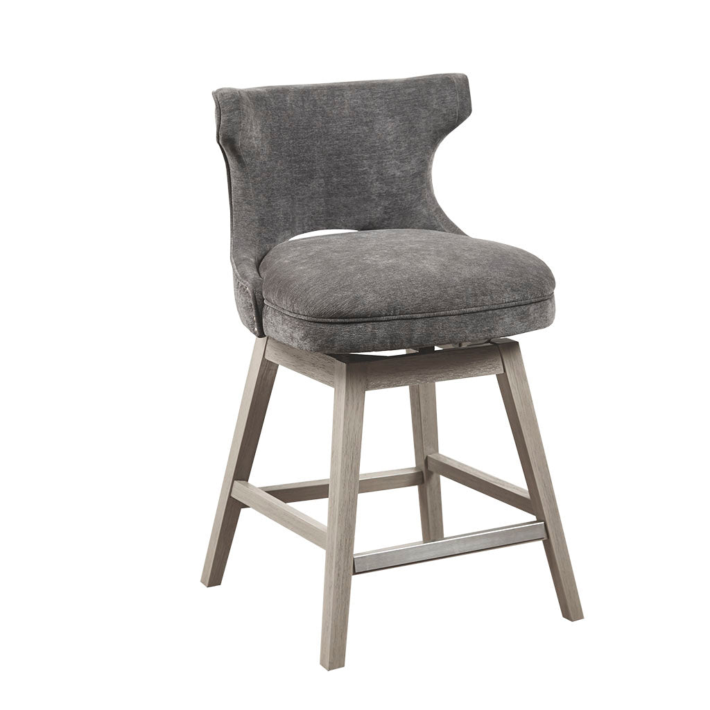 Emmett 360-degree swivel counter stool with nailheads