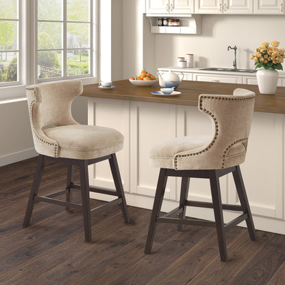 Emmett 360-degree swivel counter stool with nailheads