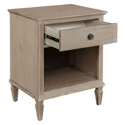 Victoria one-drawer wood nightstand with shelf