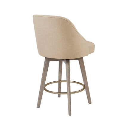 Pearce Swivel Upholstered Counter Stool (25.75'') with Solid Wood Legs & Metal Footrest