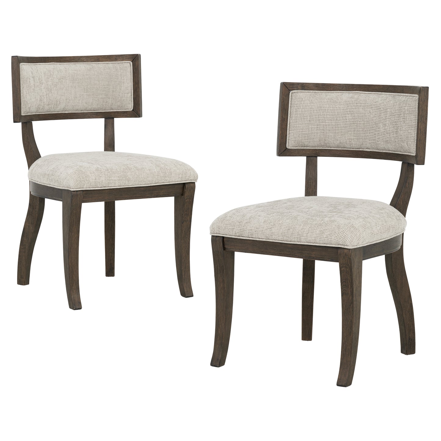 Marie Upholstered Split-Back Dining Chairs with Curved Wood Frame (Set of 2)