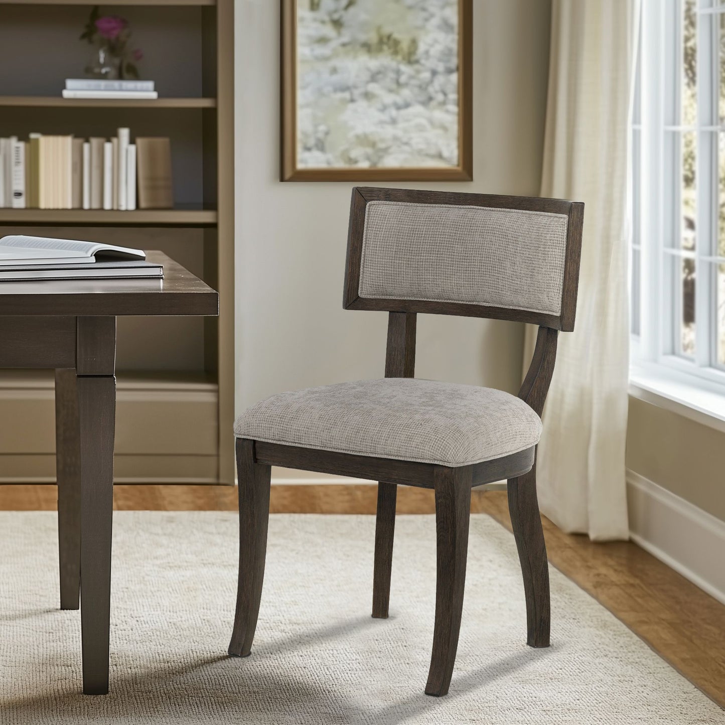 Marie Upholstered Split-Back Dining Chairs with Curved Wood Frame (Set of 2)