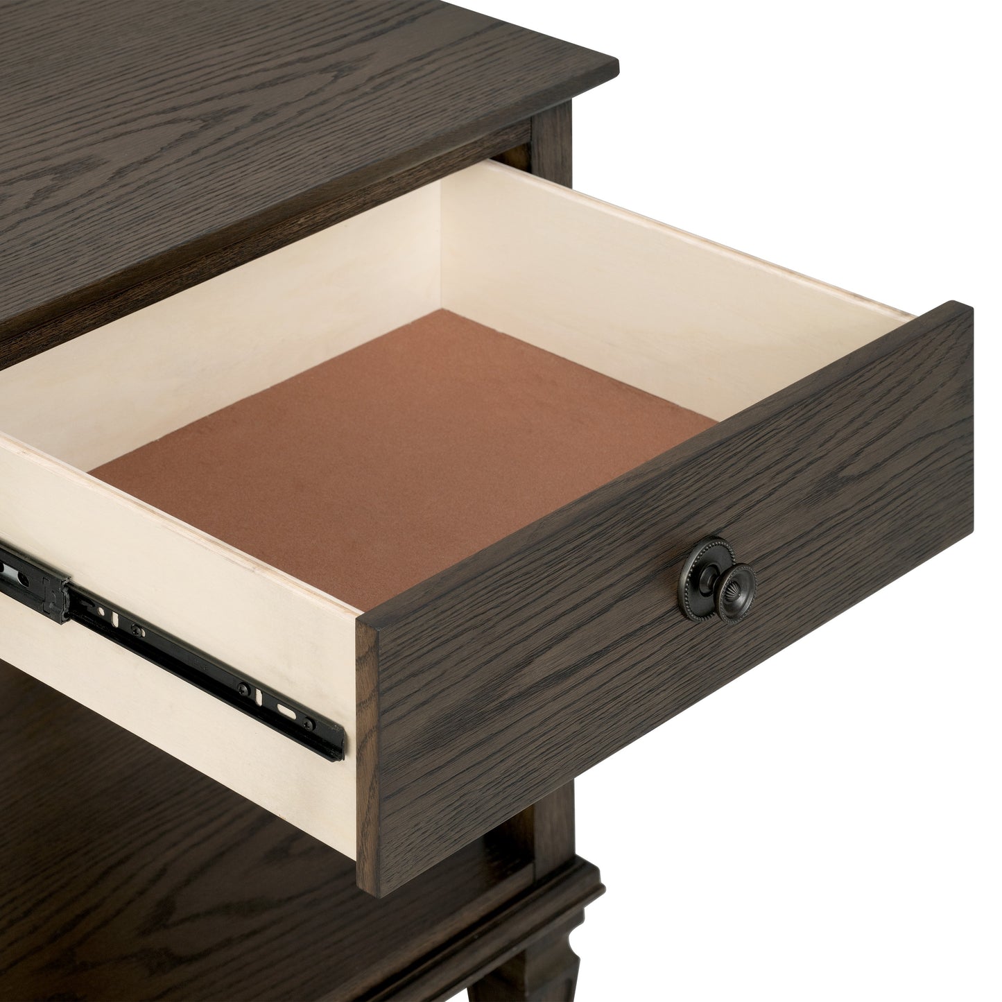 Victoria one-drawer wood bedside table with shelf