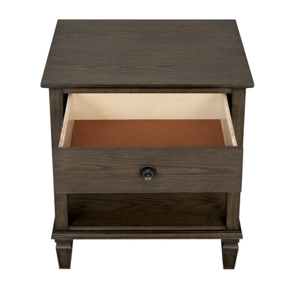 Victoria one-drawer wood bedside table with shelf