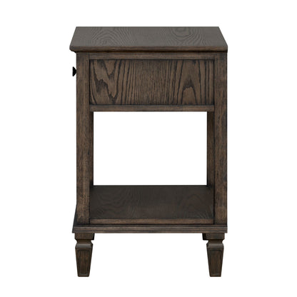 Victoria one-drawer wood bedside table with shelf