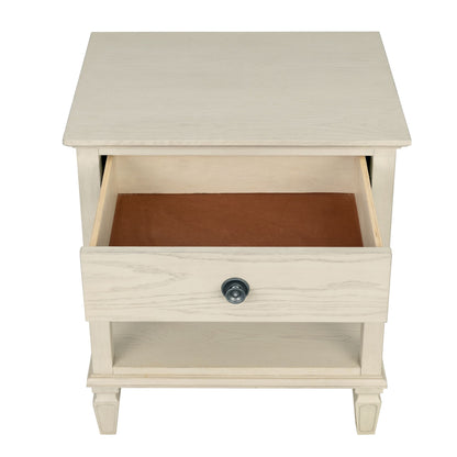 Victoria one-drawer wood bedside table with shelf